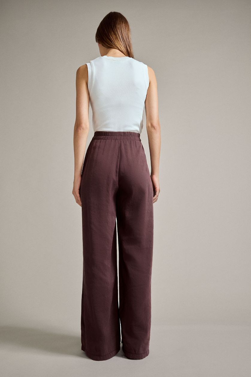 Woman Brown Relax Fit Regular Hem modal Trousers