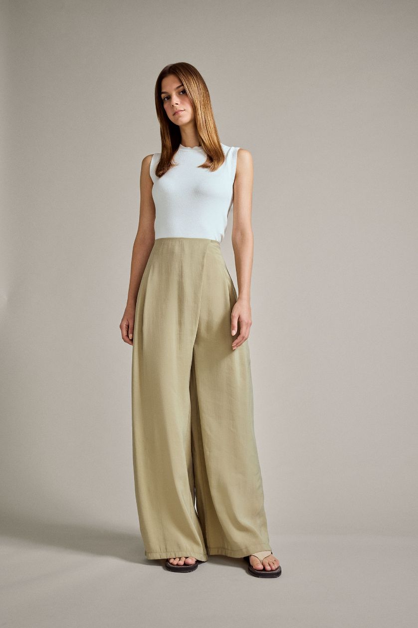 Kadın Deniz Mavisi Wide Leg Geniş Bol Paça Pantolon