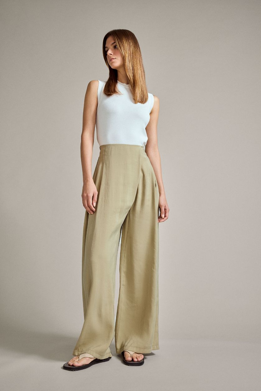 Kadın Deniz Mavisi Wide Leg Geniş Bol Paça Pantolon