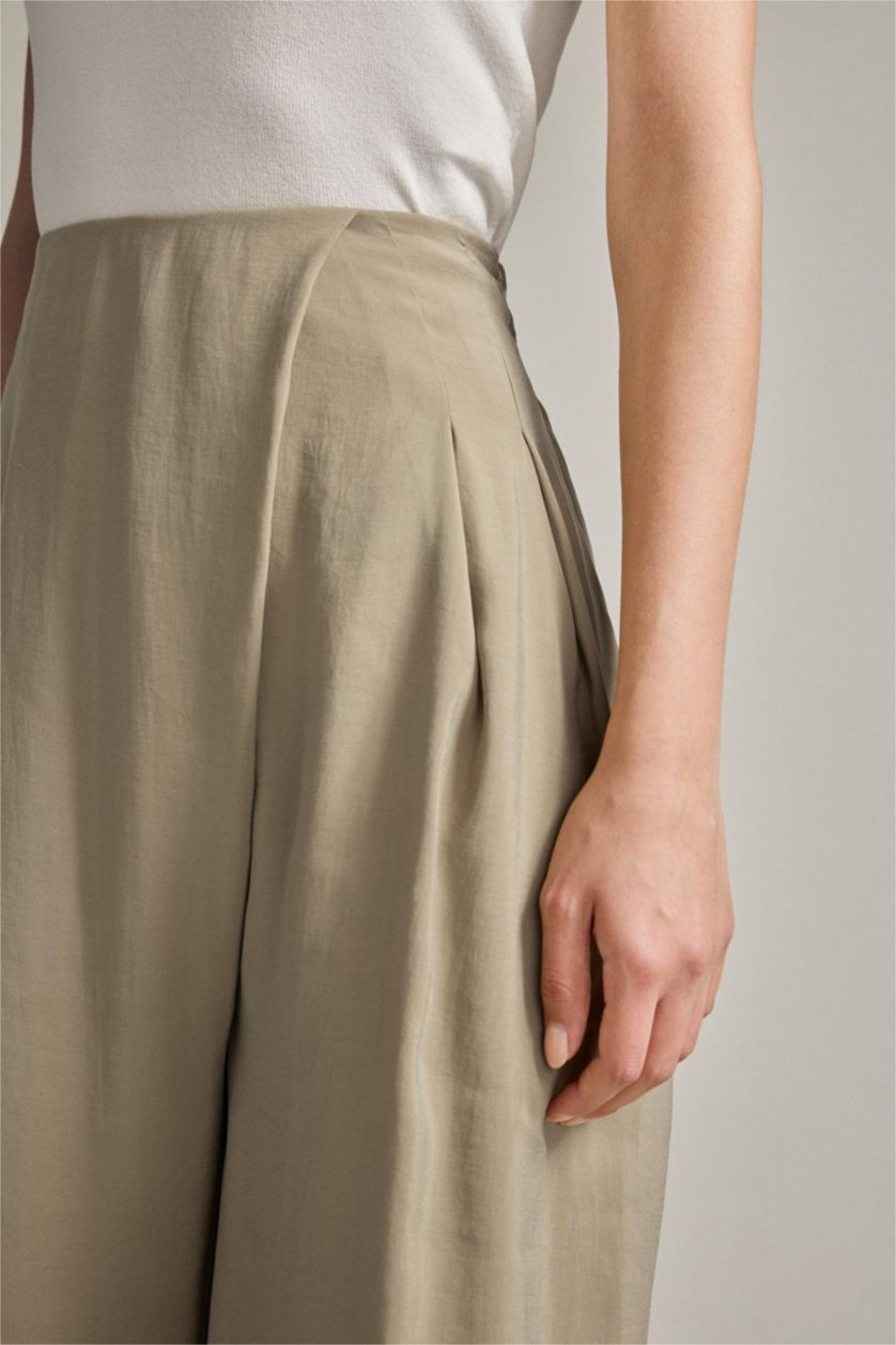 Kadın Deniz Mavisi Wide Leg Geniş Bol Paça Pantolon