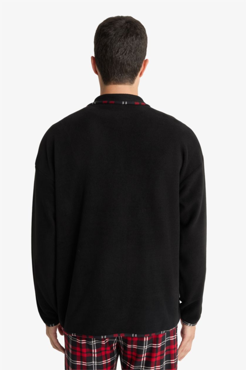 HOMME Noir Top en polaire demi-zip Coupe régulière