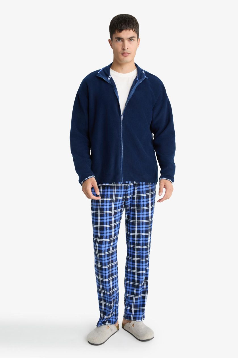 HOMME Bleu Top en polaire zippé Coupe régulière