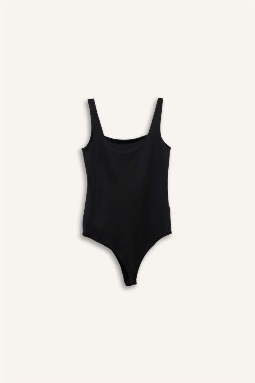 Женщины Черный Майка с квадратным воротником для женщин