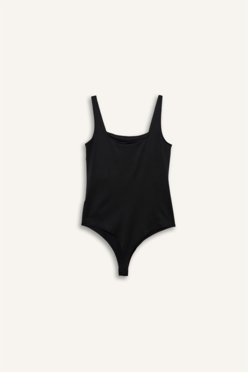 Женщины Черный Майка с квадратным воротником для женщин