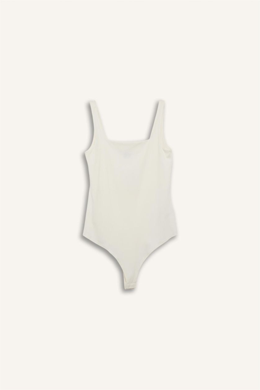 WOMAN Ecru Square Collar Tank Top