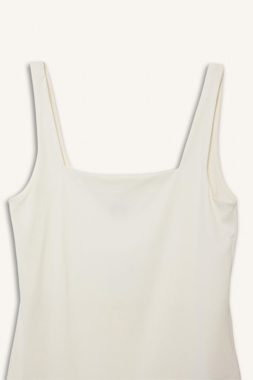 WOMAN Ecru Square Collar Tank Top