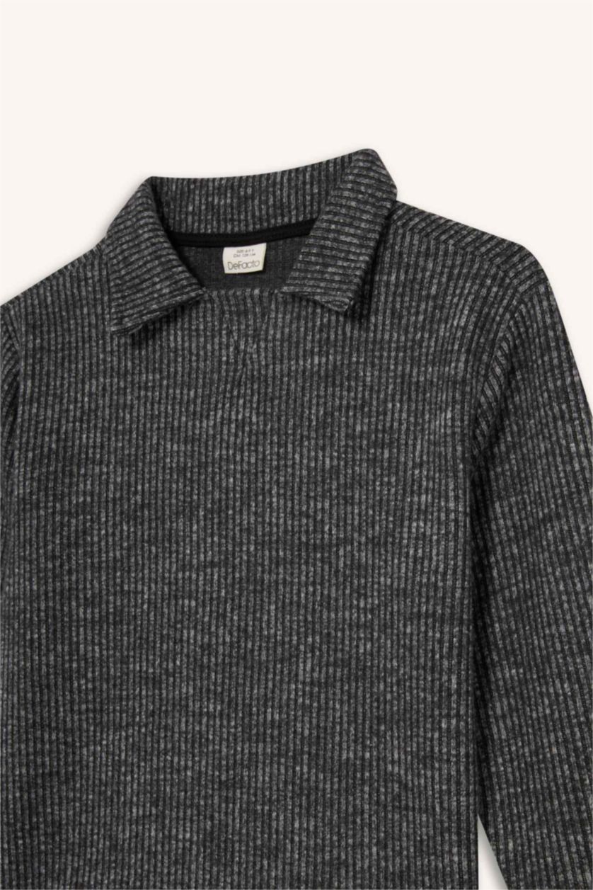 Erkek Çocuk - Genç Erkek Antrasit Polo Yaka Sweatshirt Erkek Çocuk