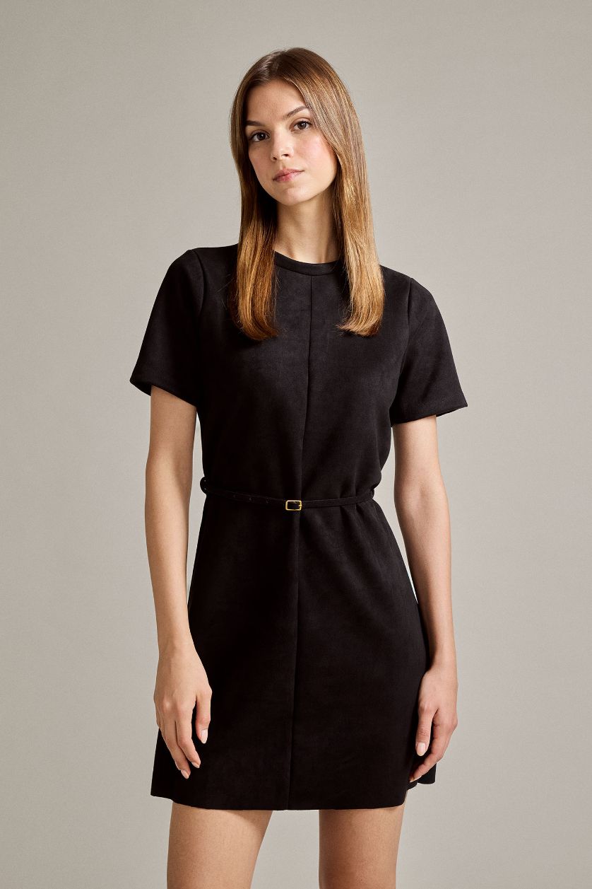 Woman Black Suede Dress