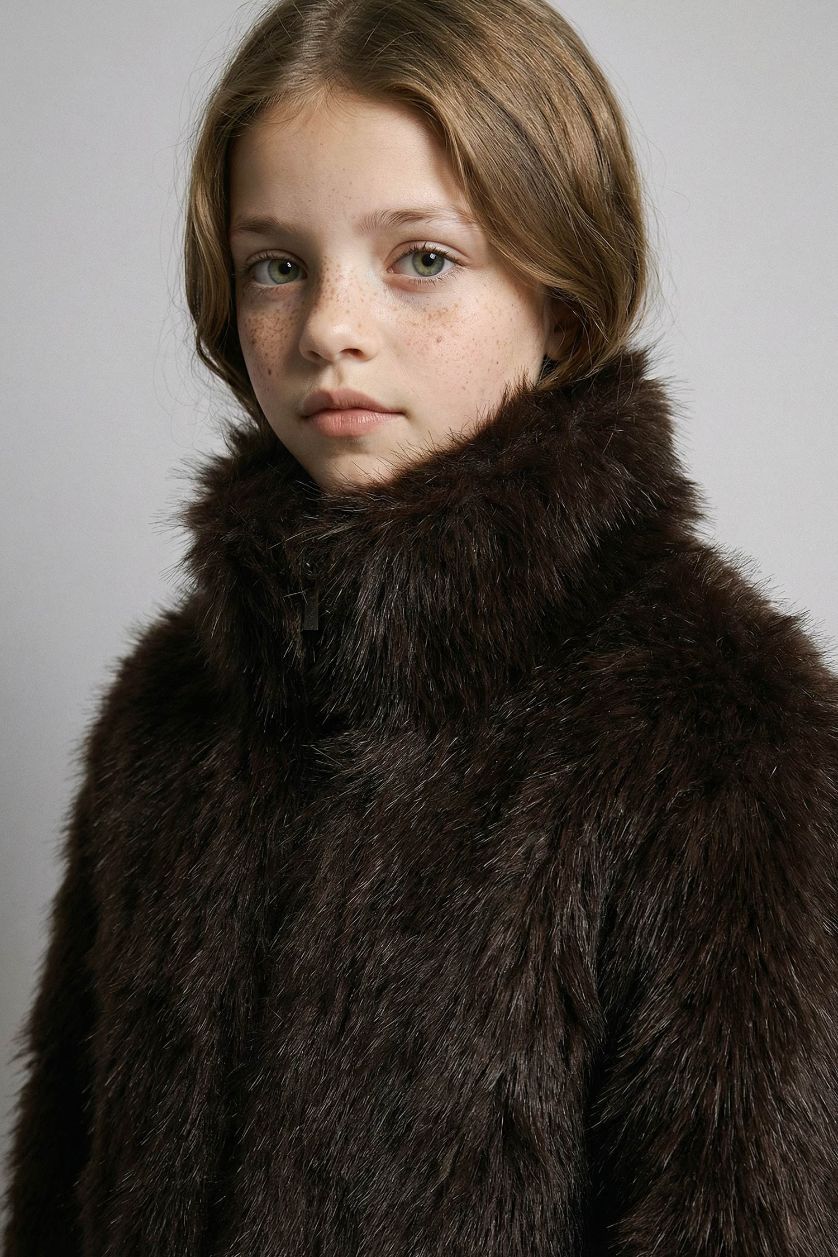 Girls & Teens Brown Girl High Neck Puffer Jacket