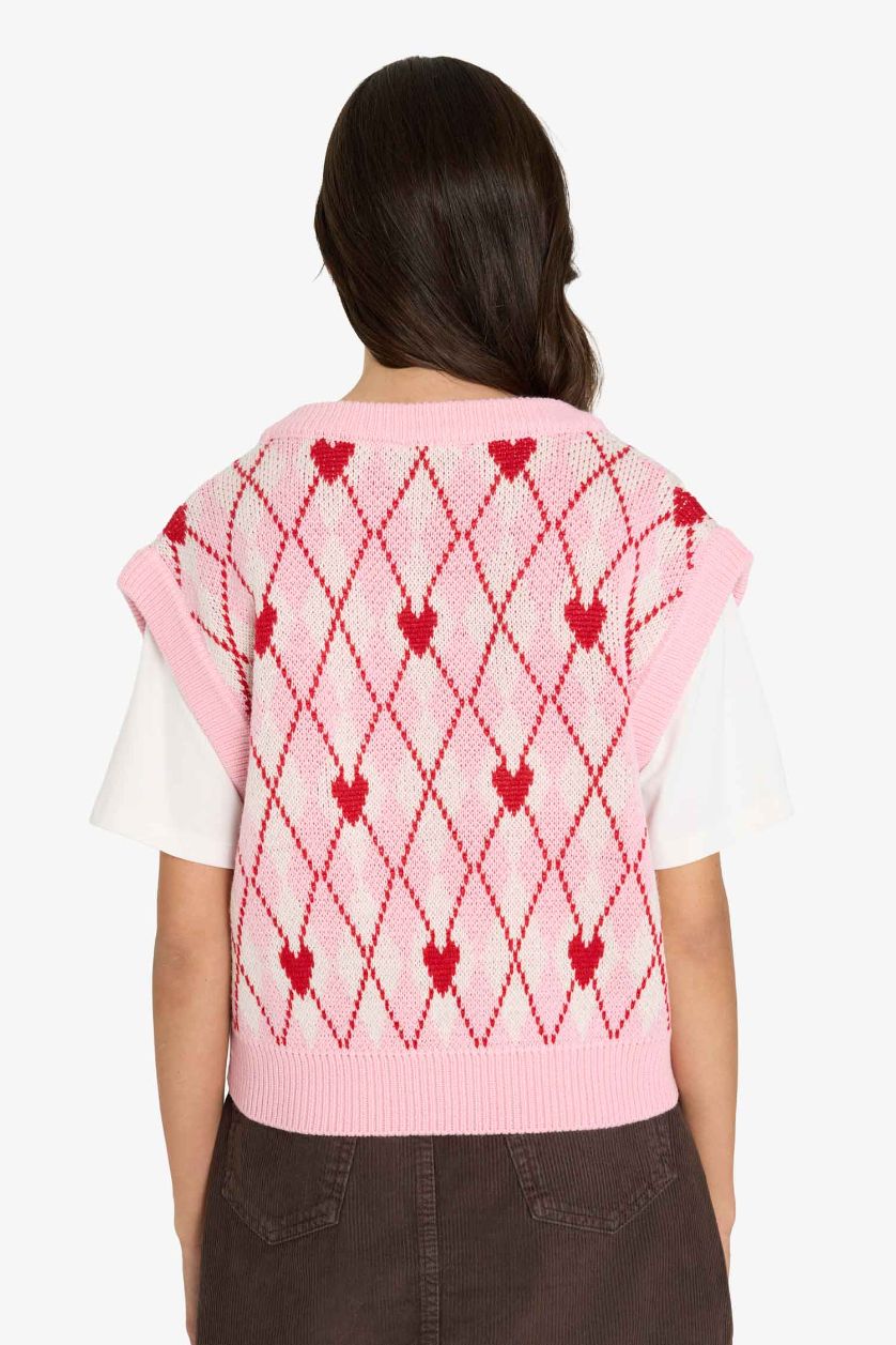 Woman Pink Crew Neck Vest