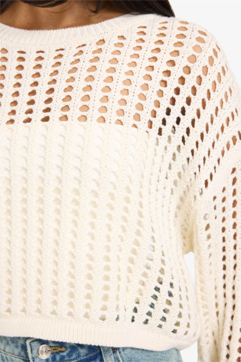 نساء بيج فاتح بلوز صوف قصة عادية بياخة مستديرة