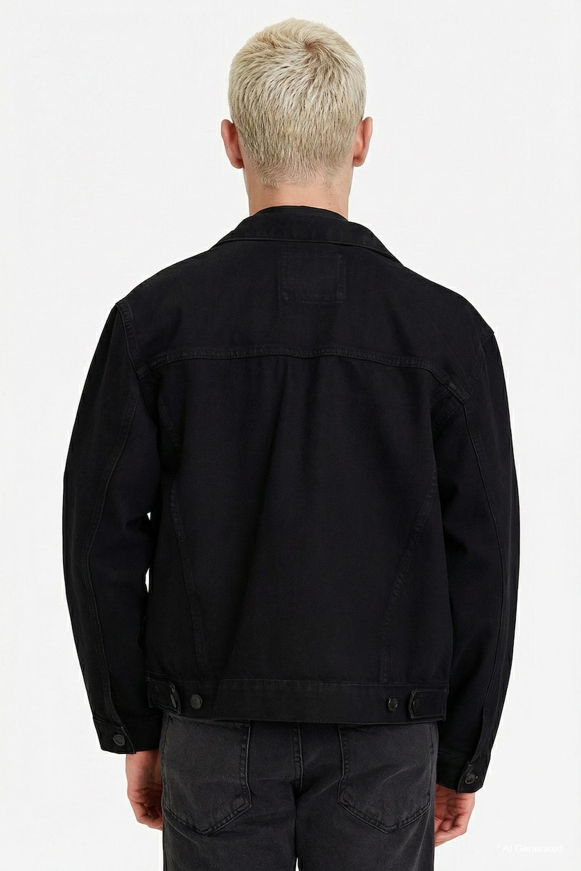 HOMME Noir Veste en jean Coupe régulière