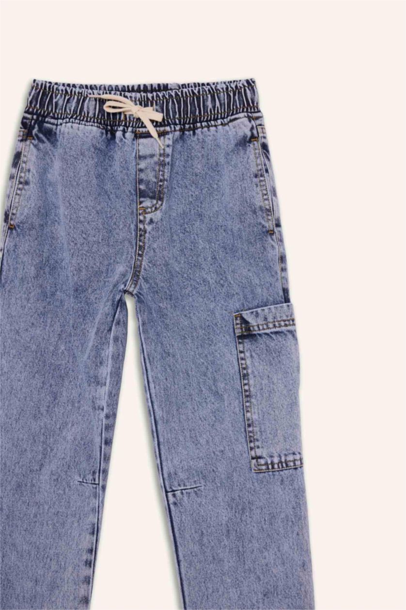 Erkek Çocuk - Genç Erkek Açık Mavi Jogger Fit Beli Lastikli Jean Pantolon Erkek Çocuk