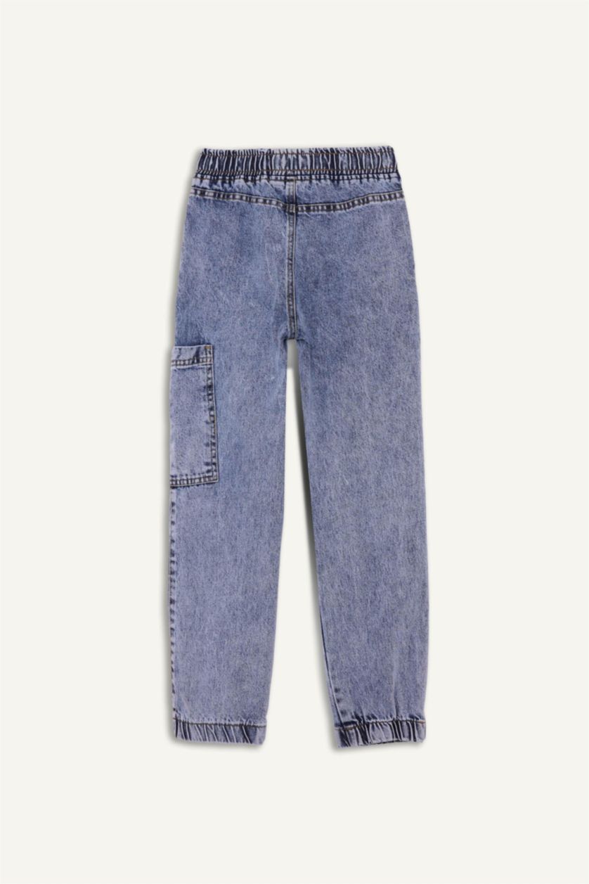 Erkek Çocuk - Genç Erkek Açık Mavi Jogger Fit Beli Lastikli Jean Pantolon Erkek Çocuk
