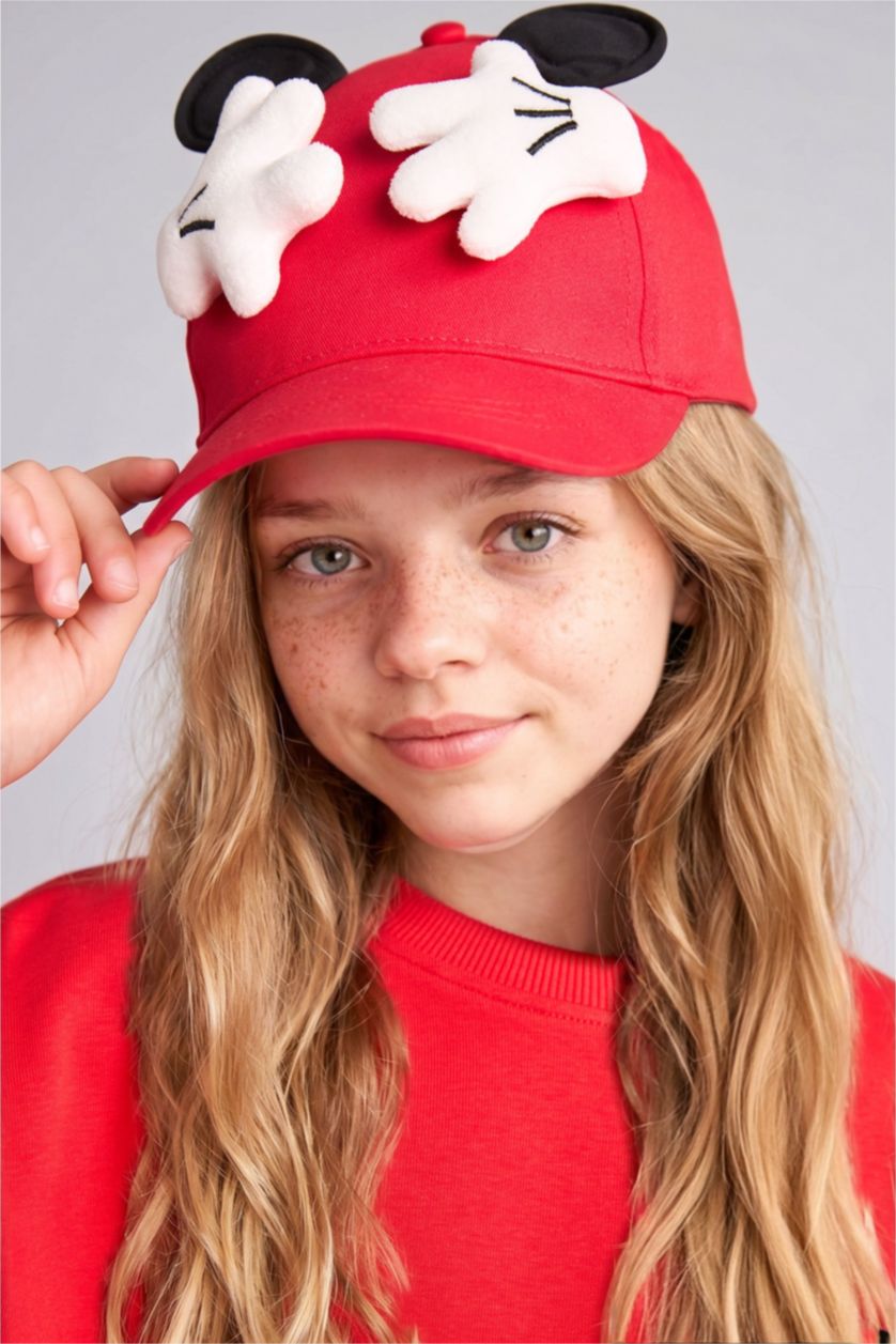 Young Girls - Teen Girls Red Girl Disney Mickey & Minnie 3D Cotton Cap