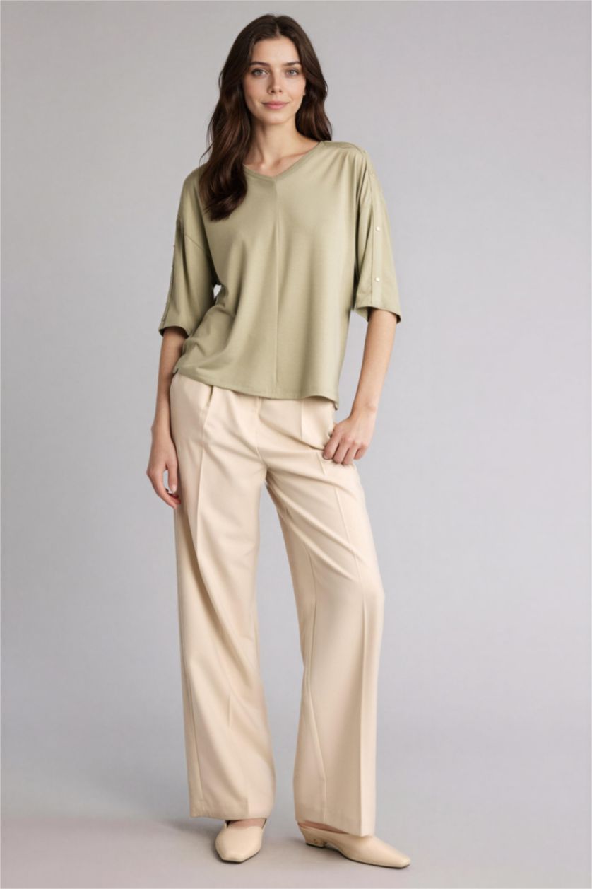 WOMAN Light Khaki Relax Fit Long Sleeve T-Shirt