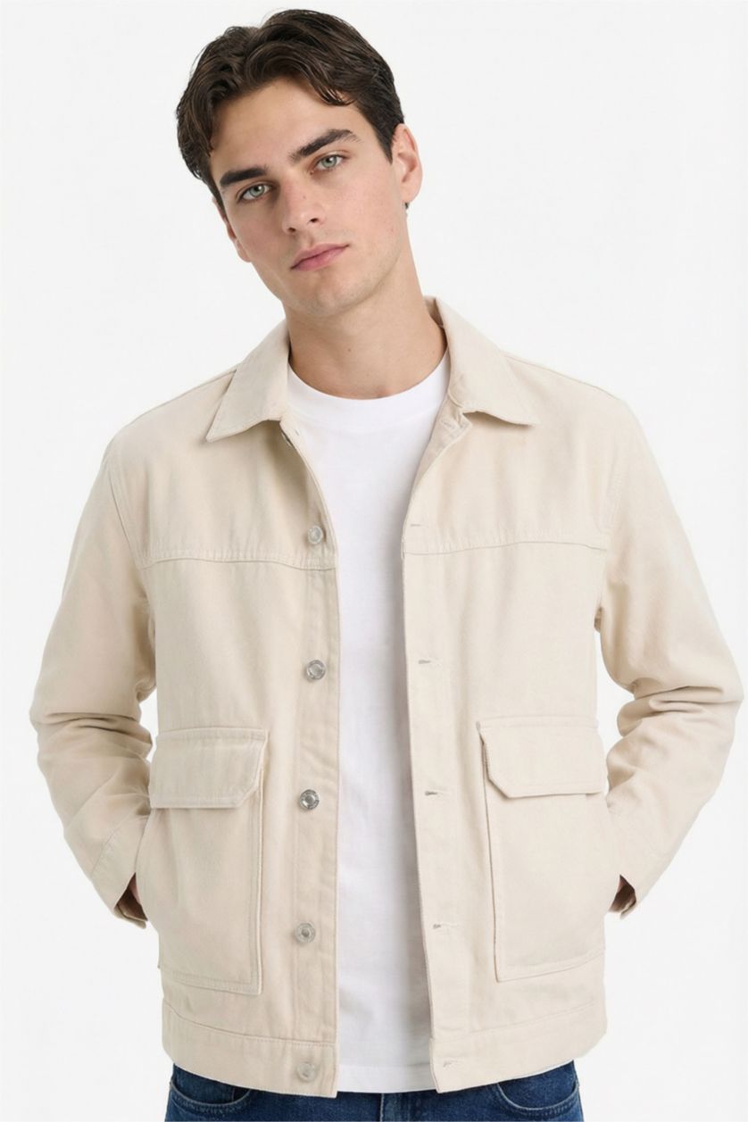 HOMME Beige Veste en jean Coupe régulière