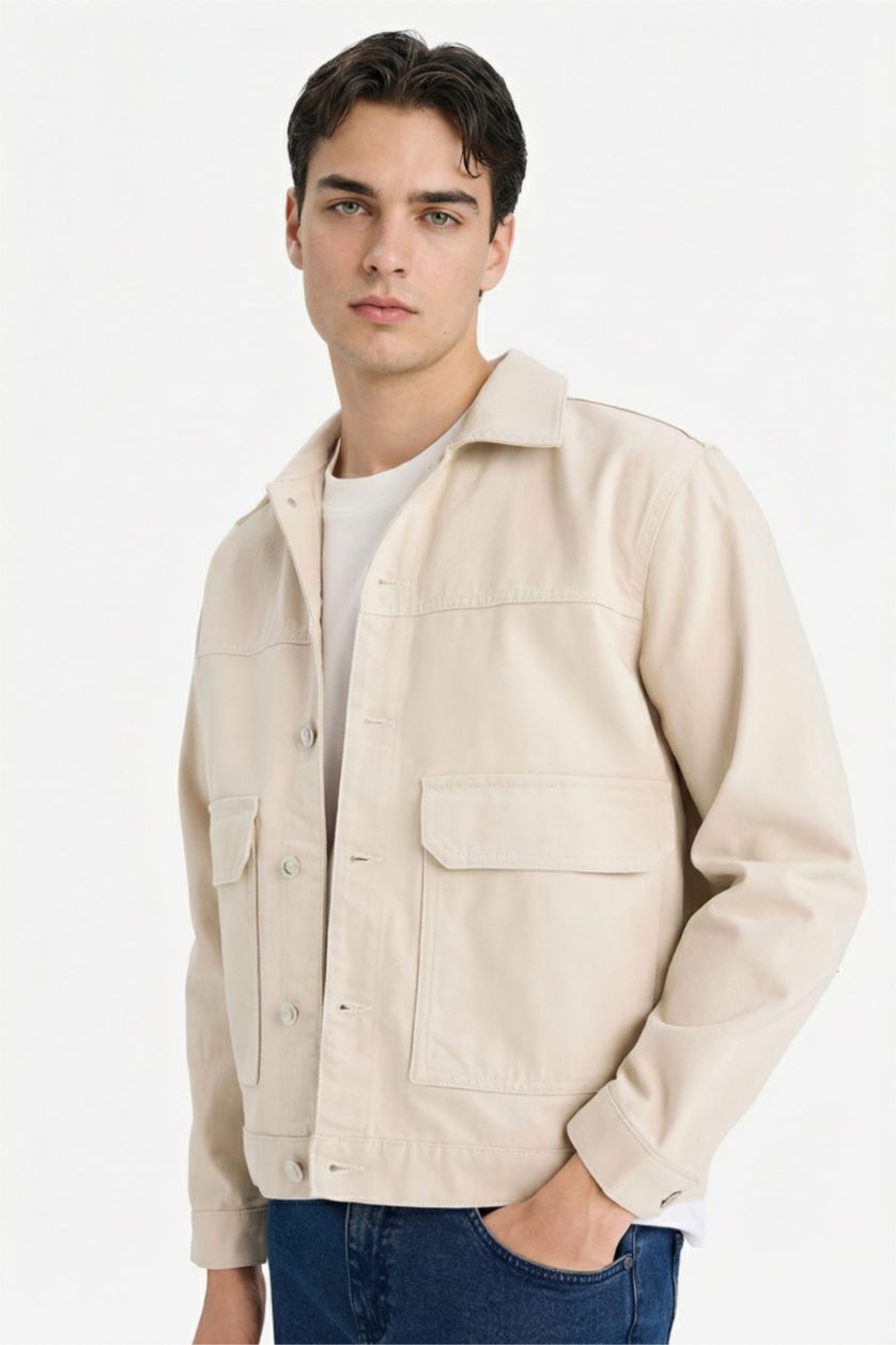 HOMME Beige Veste en jean Coupe régulière