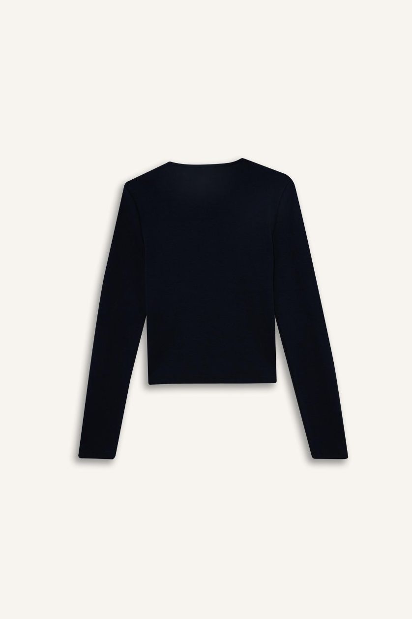FEMME Marin Cardigan côtelé à col rond Coupe ajustée