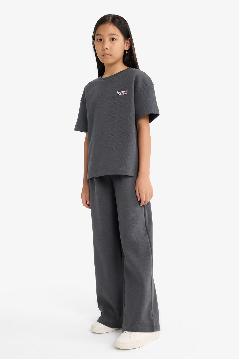 بناتي أنثرا طقم بناتي تيشيرت وسويت بانتس - قطعتين