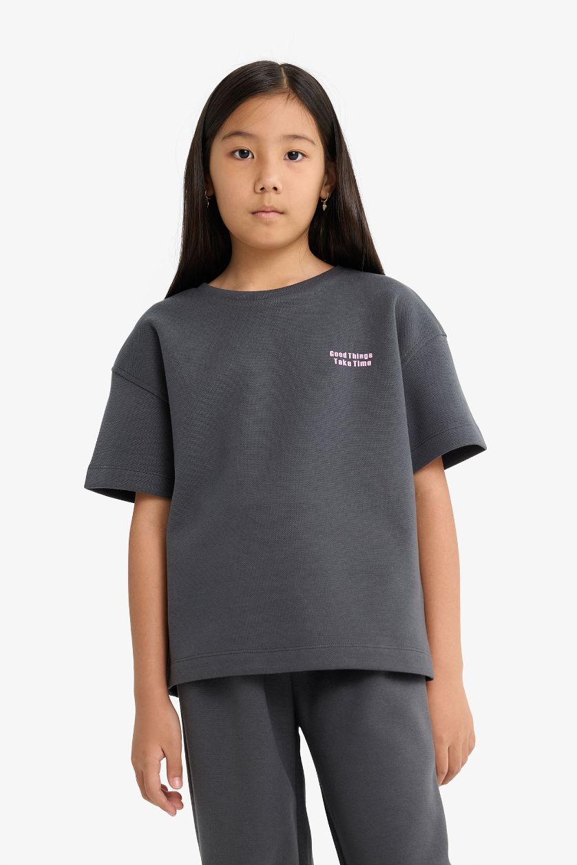 بناتي أنثرا طقم بناتي تيشيرت وسويت بانتس - قطعتين