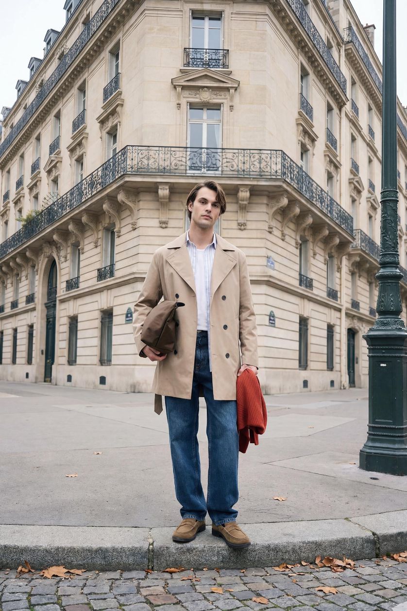 Erkek Koyu Mavi Baggy Fıt Geniş Paça Jean Pantolon