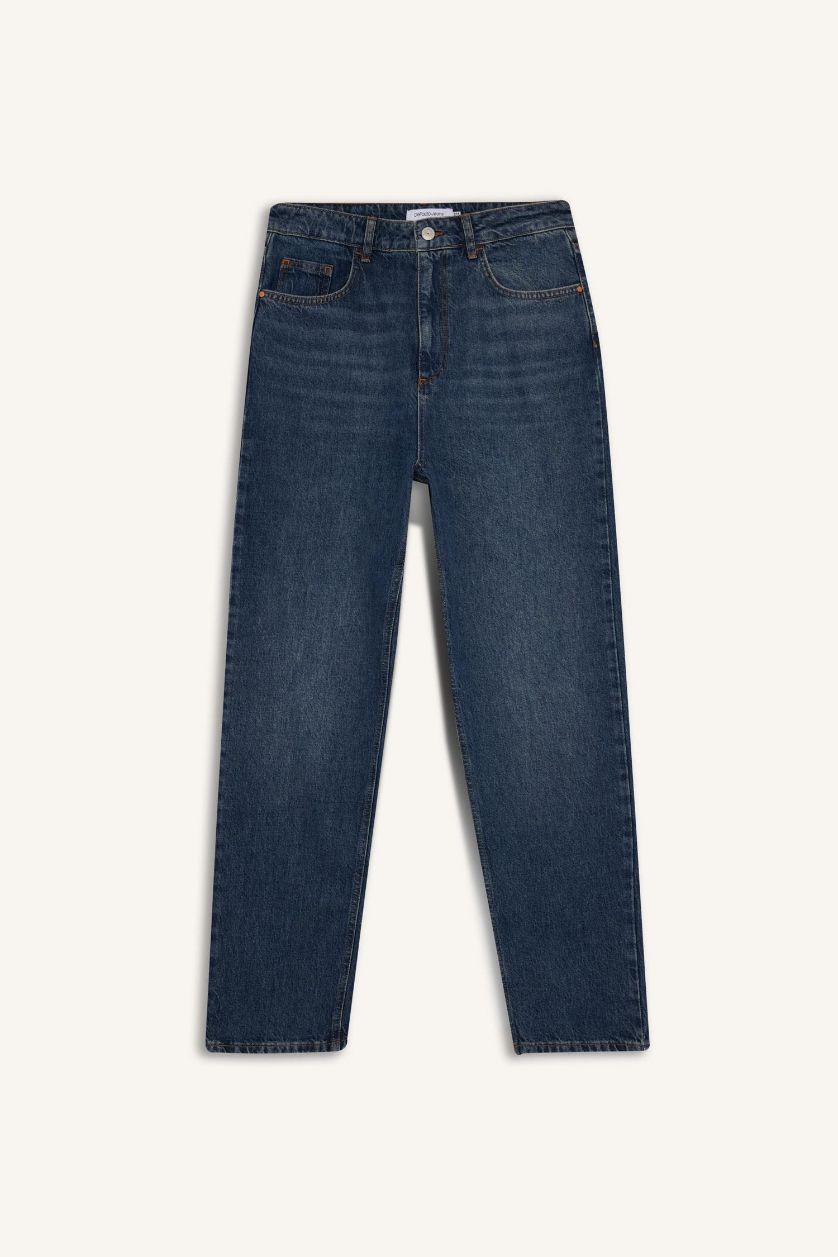 Erkek Koyu Mavi Baggy Fıt Geniş Paça Jean Pantolon