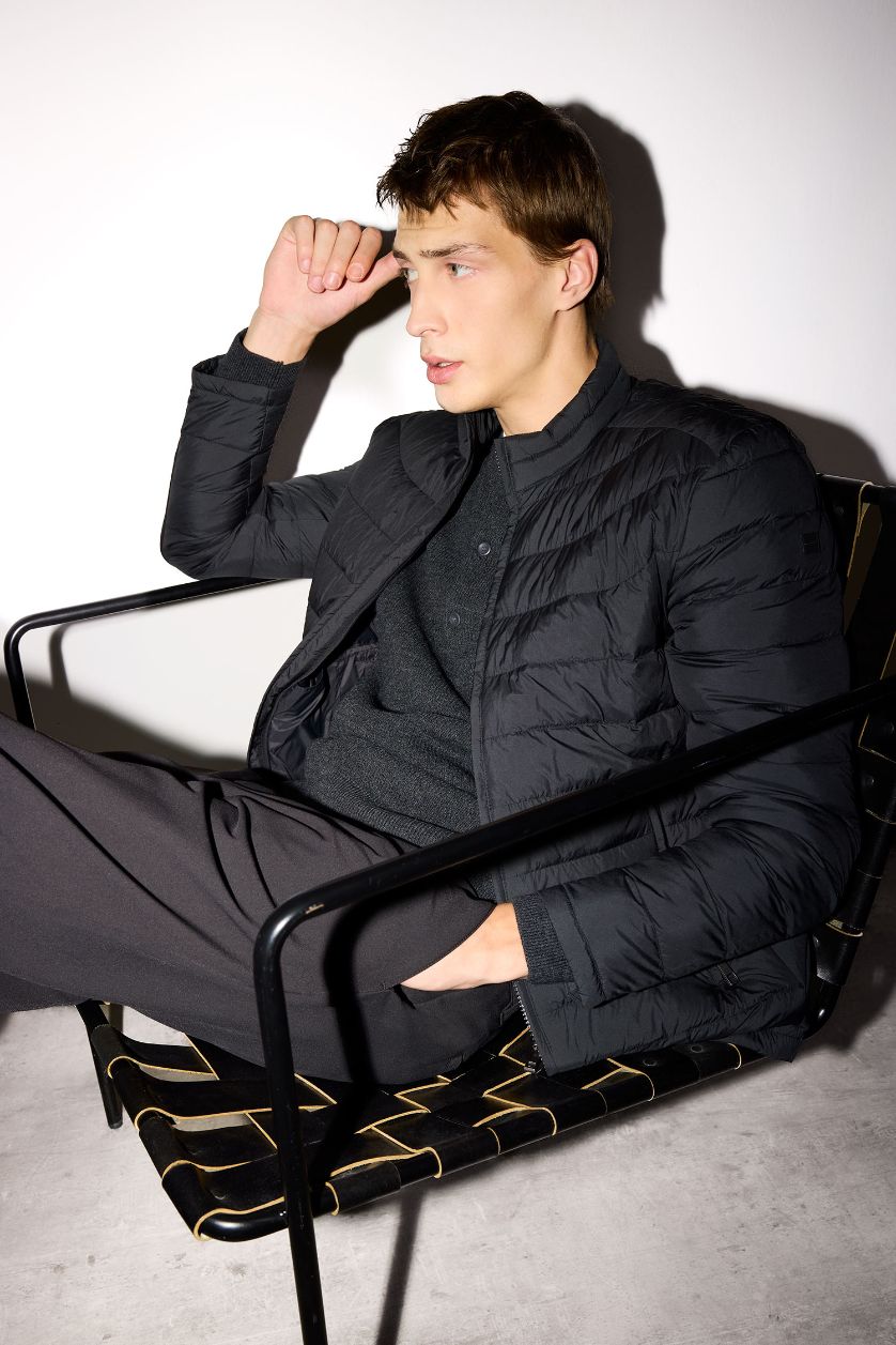 رجال أسود قمصلة نفخ سليم فيت بياخة عالية مقاوم للماء