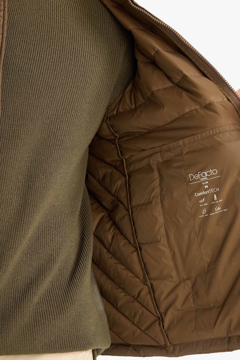 Erkek Haki Su İtici Kaz Tüyü Mont