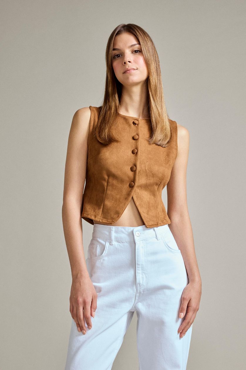 Әйелдерге ашық қоңыр күдері Жилет