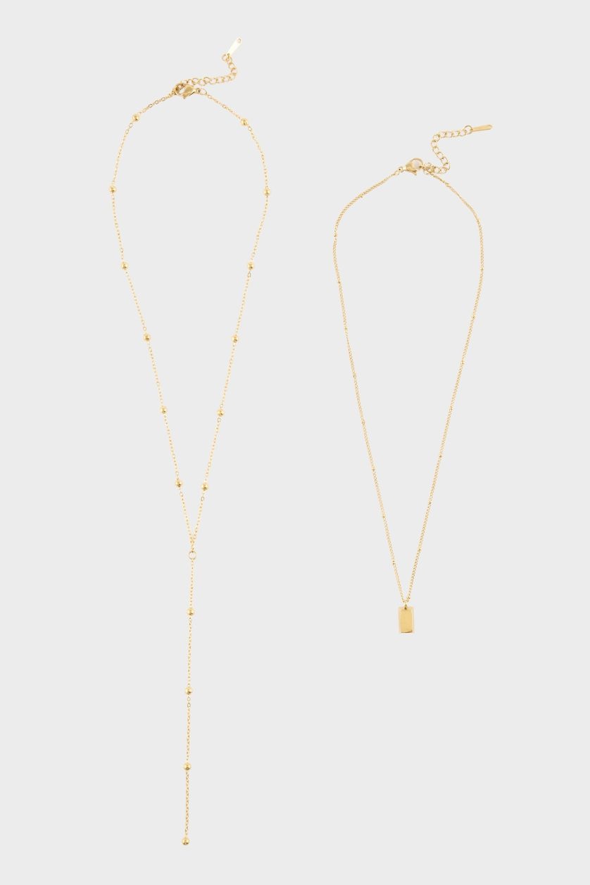 Kadın Altın Kadın Gold 2'li Çelik Kolye