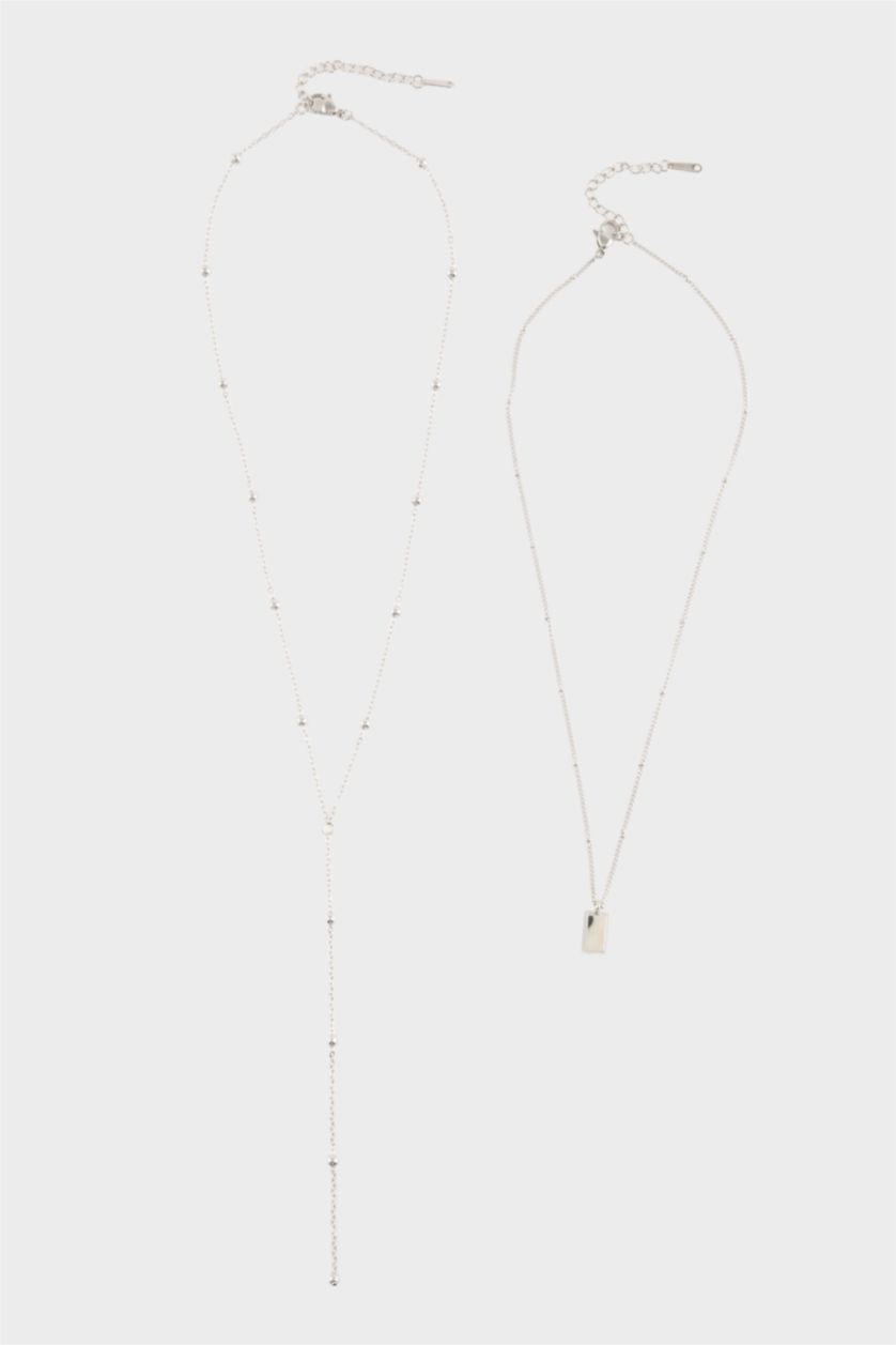 Kadın Gümüş Kadın Silver 2'li Çelik Kolye