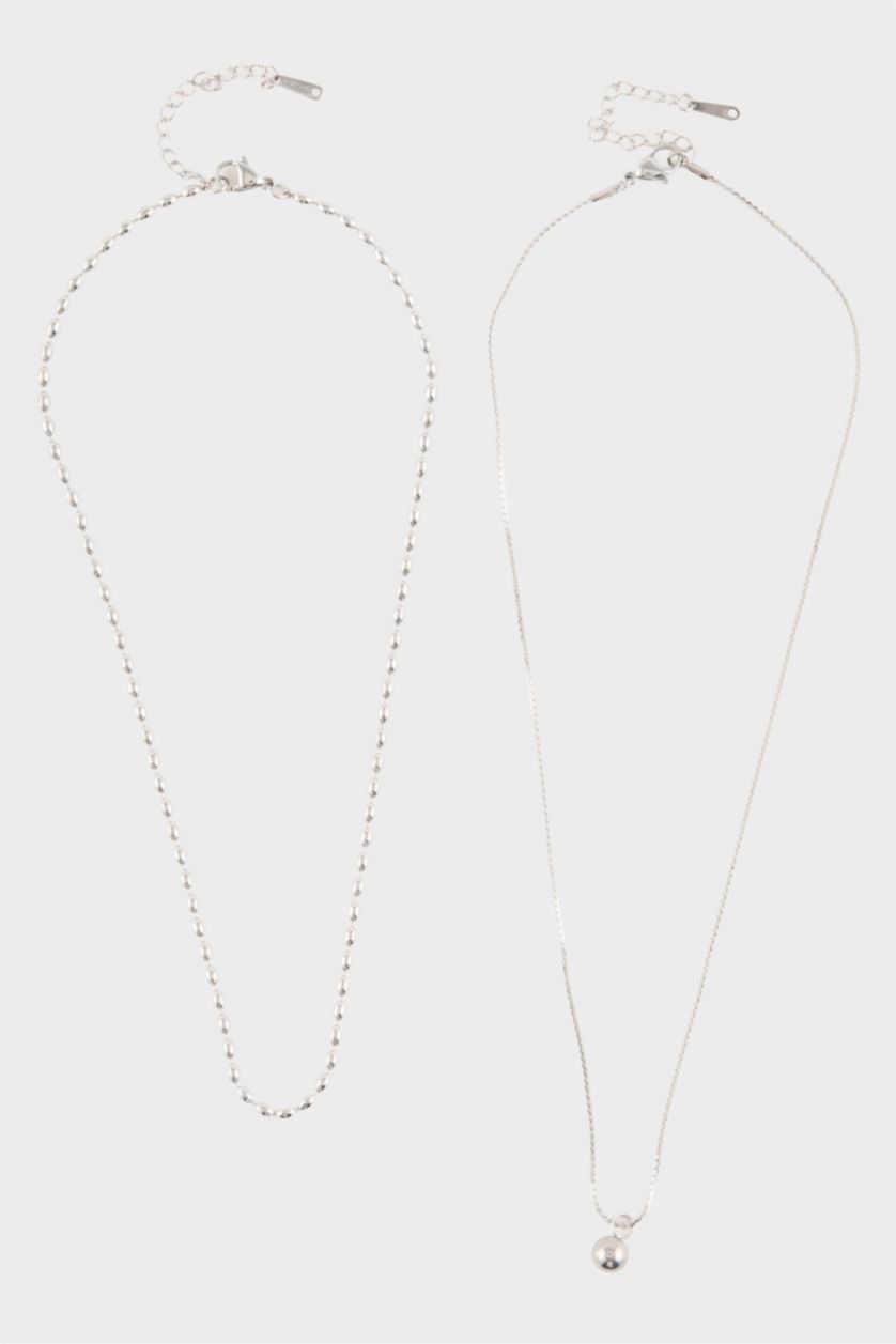 Kadın Gümüş Kadın Silver 2'li Çelik Kolye