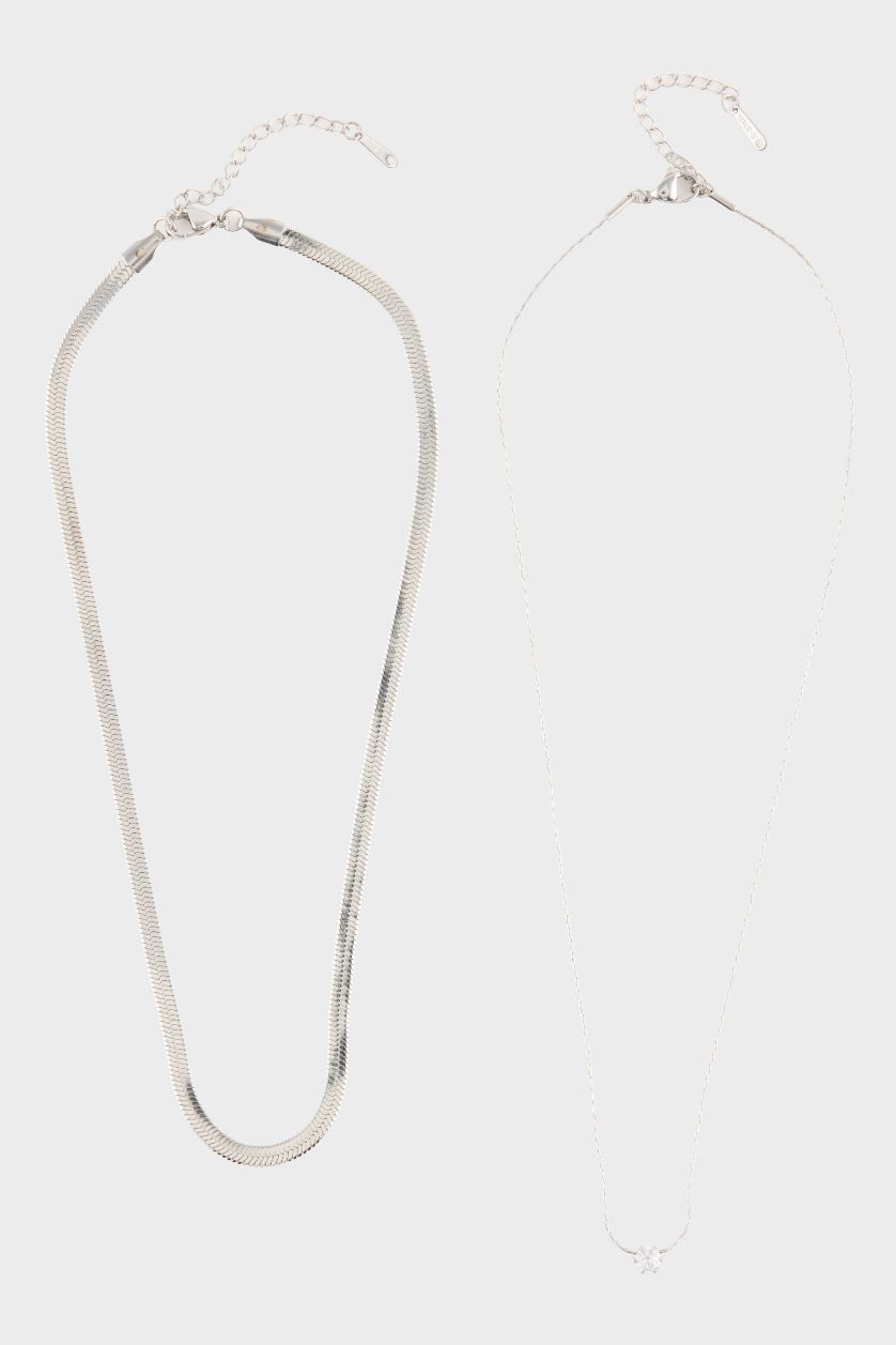 Kadın Gümüş Kadın Silver 2'li Çelik Kolye