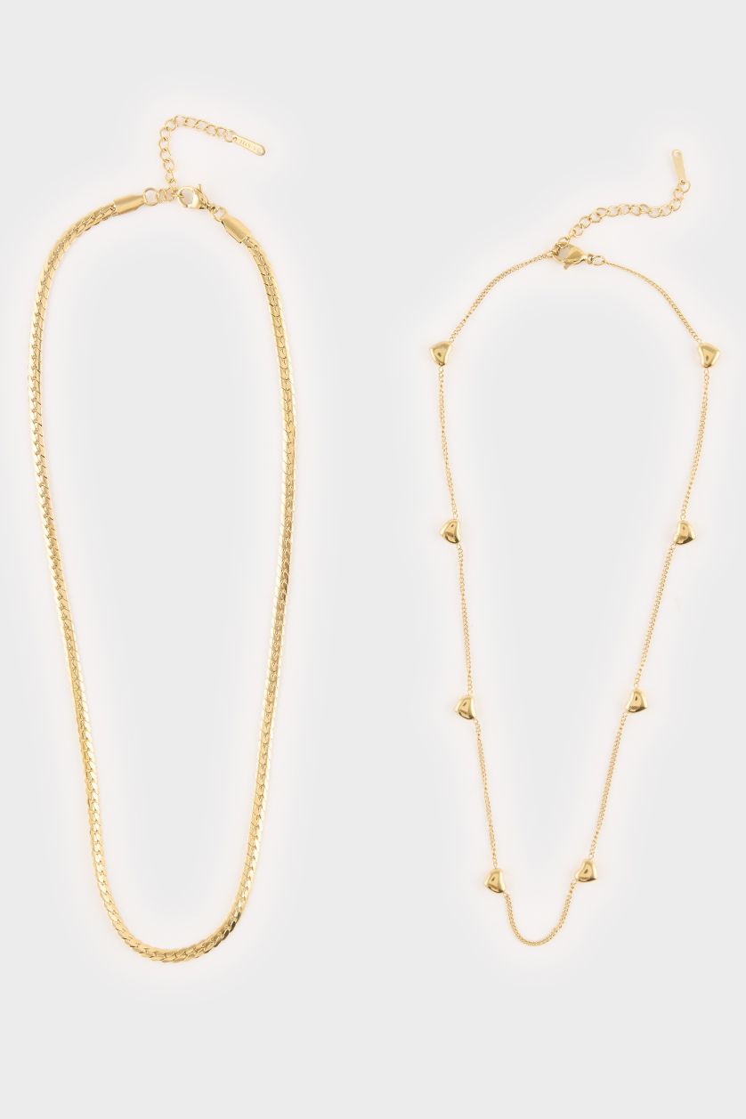 Kadın Altın Kadın Gold 2'li Çelik Kolye