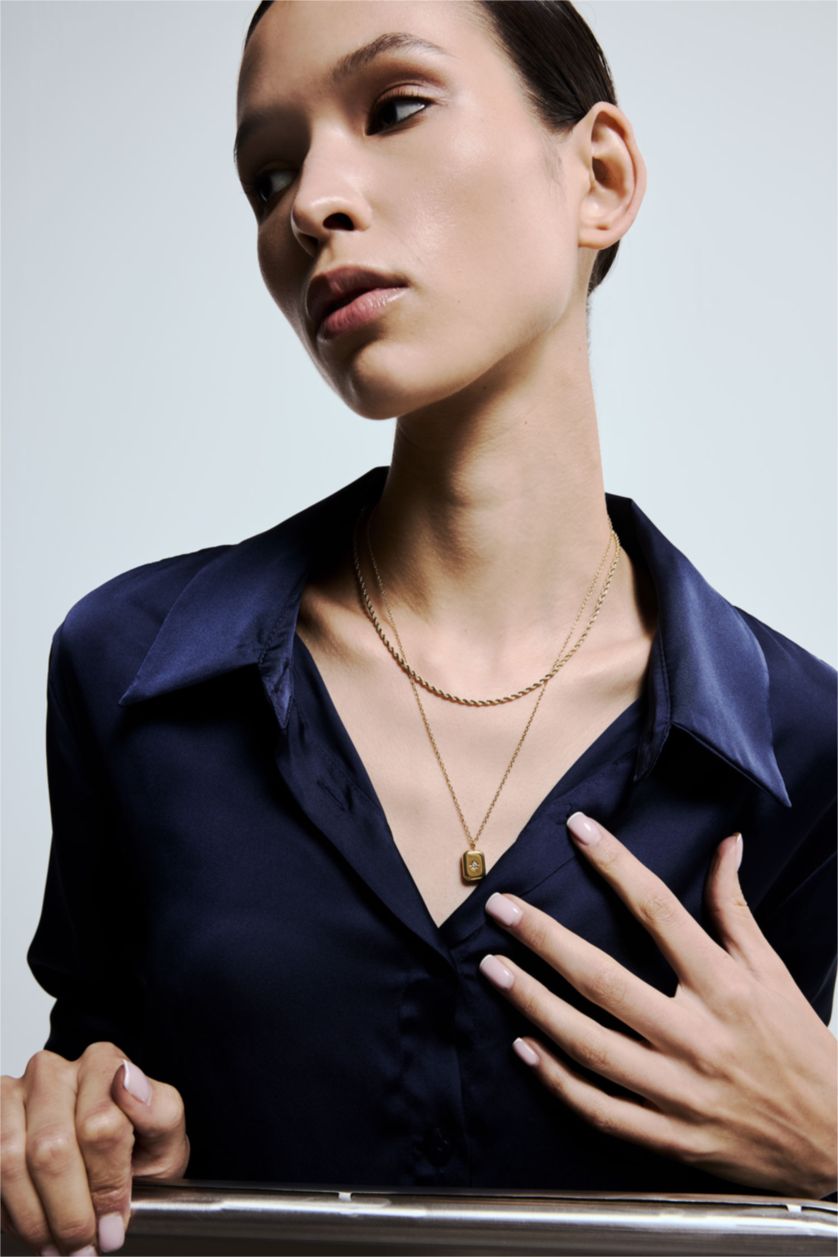 Kadın Altın Kadın Gold 2'li Çelik Kolye