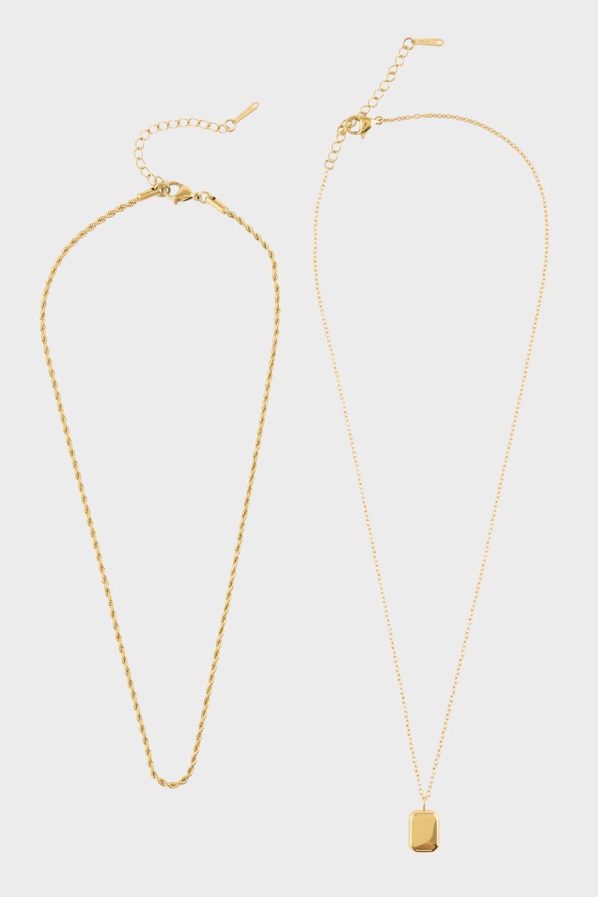 Kadın Altın Kadın Gold 2'li Çelik Kolye