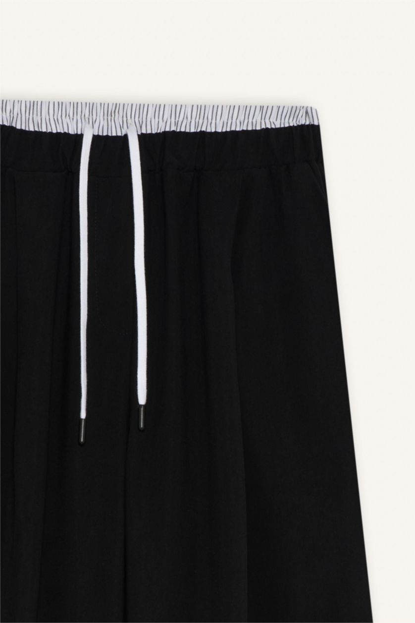 FEMME Noir Pantalon baggy en Tencel taille normale et longueur standard avec poches