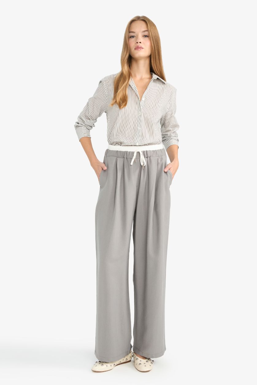 WOMAN Grey Baggy Fit Double Pocket Sensual Trousers