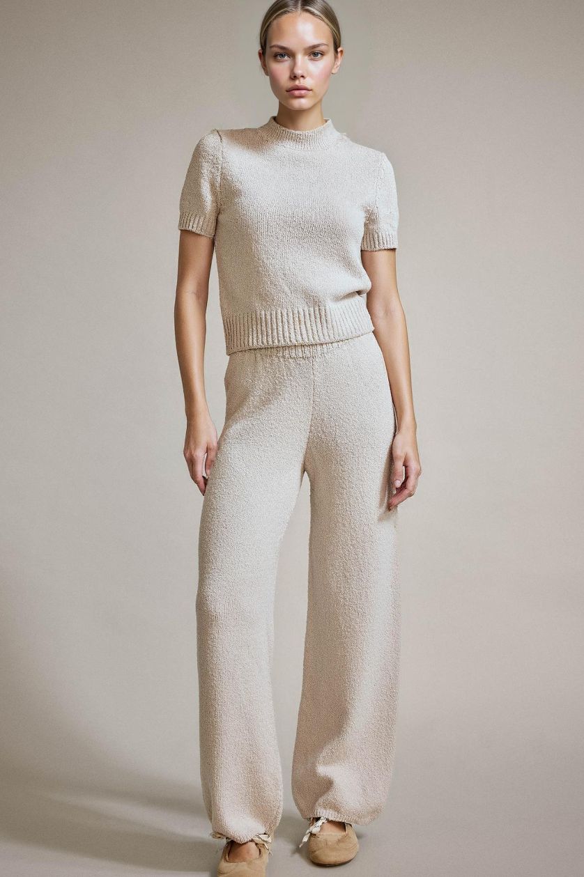 Kadın Açık Bej Relax Fit Normal Bel Düz Paça Pantolon