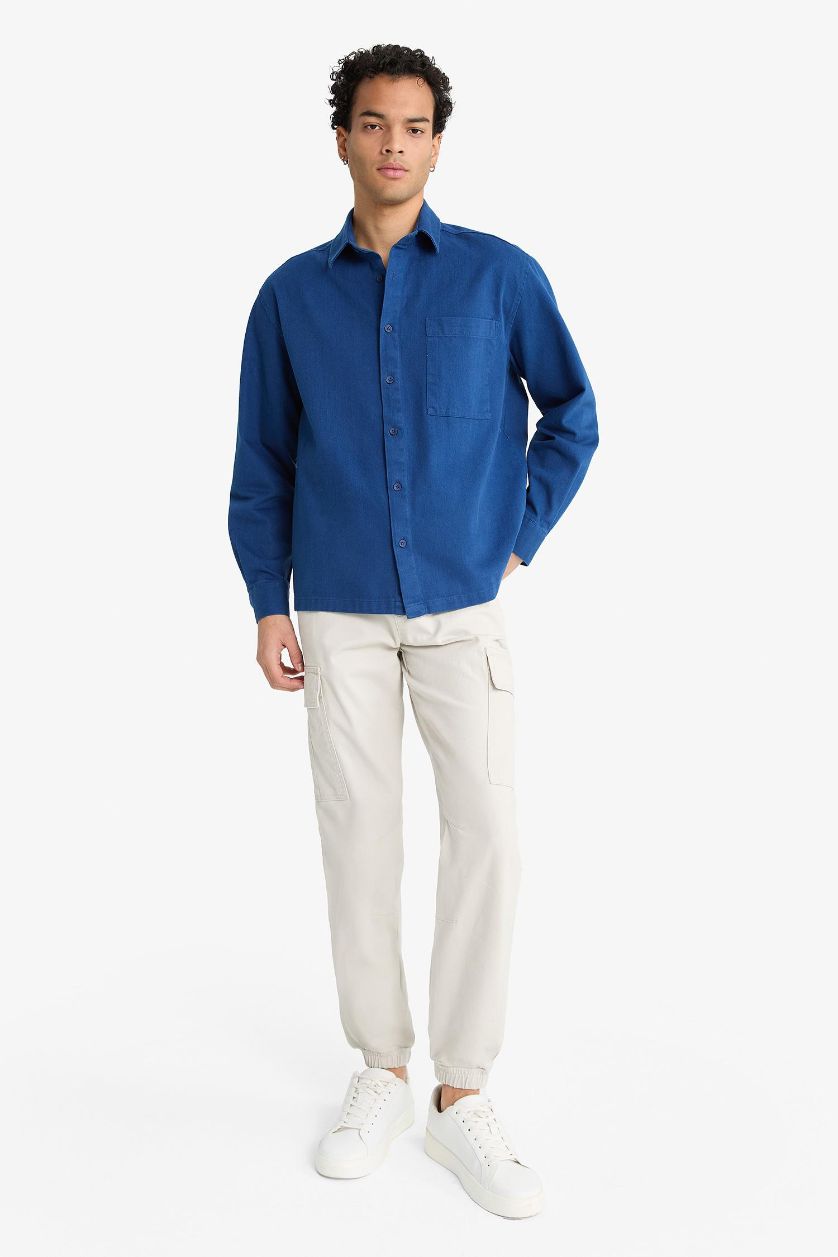 MAN Indigo Boxy Fit Long Sleeve Shirt