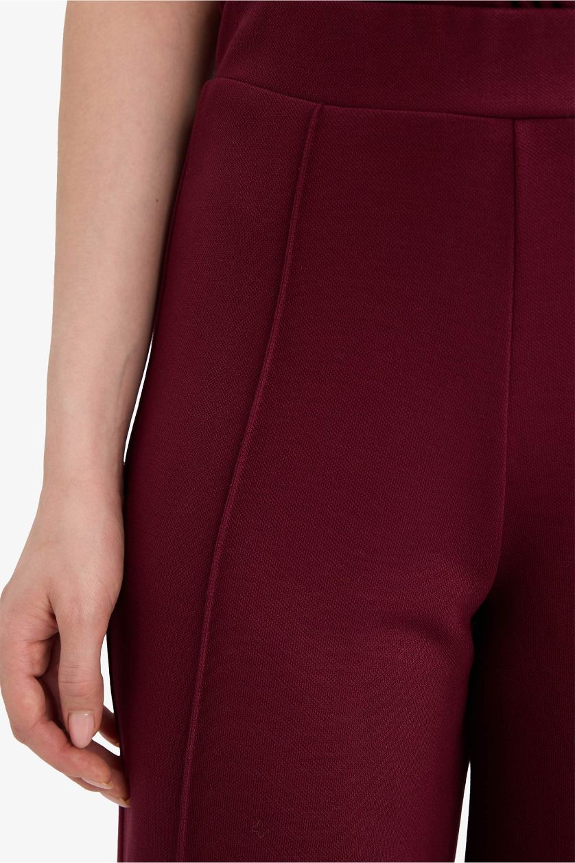 WOMAN Bordeaux Wide Leg Sweatshirt Fabric Trousers
