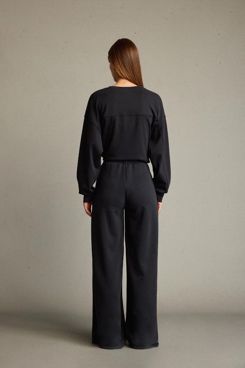 Kadın Antrasit Regular Fit Normal Bel Düz Paça Modal Pantolon