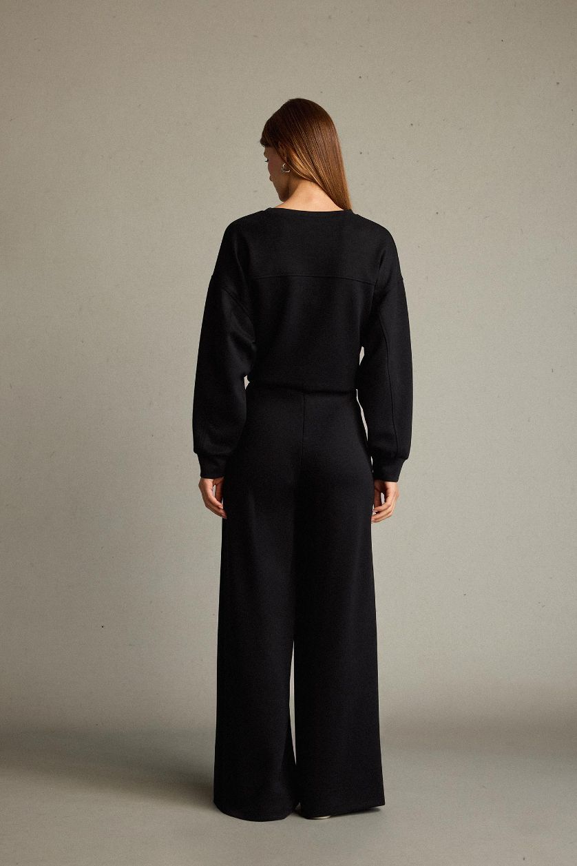 Kadın Siyah Regular Fit Normal Bel Düz Paça Modal Pantolon