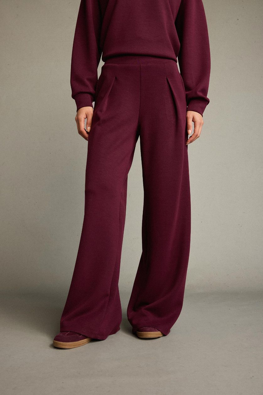 Woman Bordeaux Regular Fit Regular Hem modal Trousers