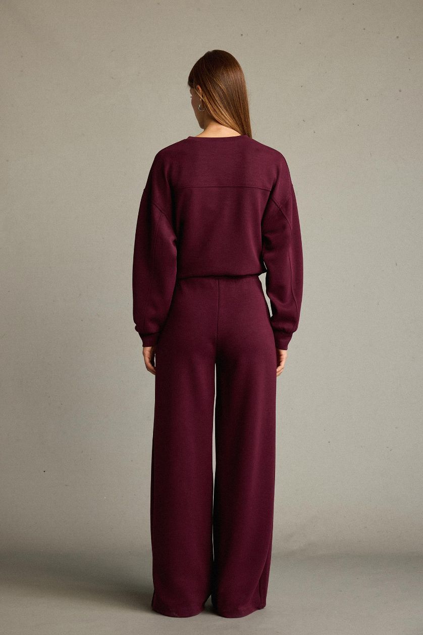 Woman Bordeaux Regular Fit Regular Hem modal Trousers
