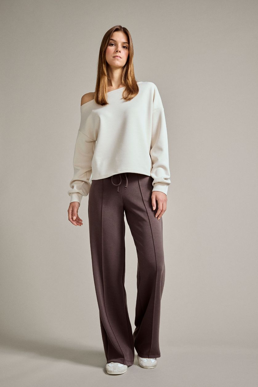 Kadın Kahve Relax Fit Normal Bel Düz Paça Modal Pantolon