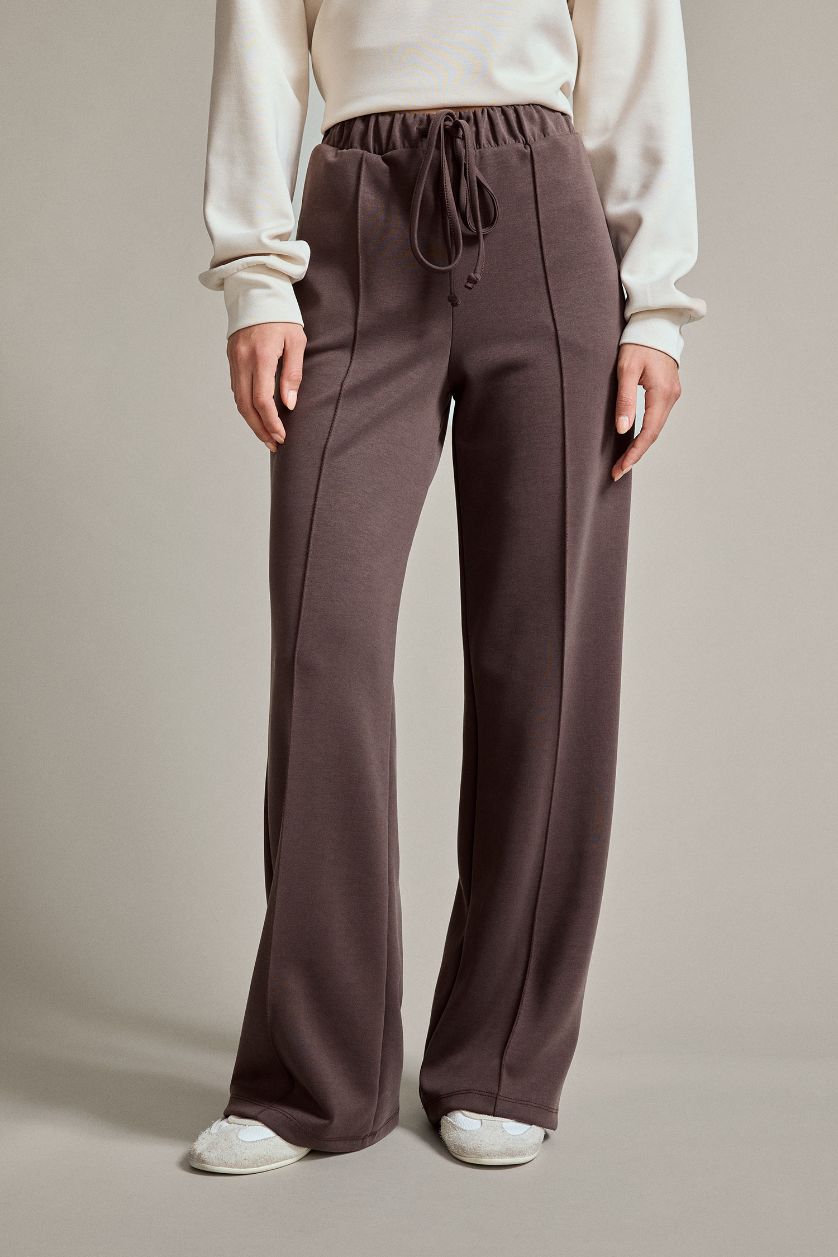 Kadın Kahve Relax Fit Normal Bel Düz Paça Modal Pantolon