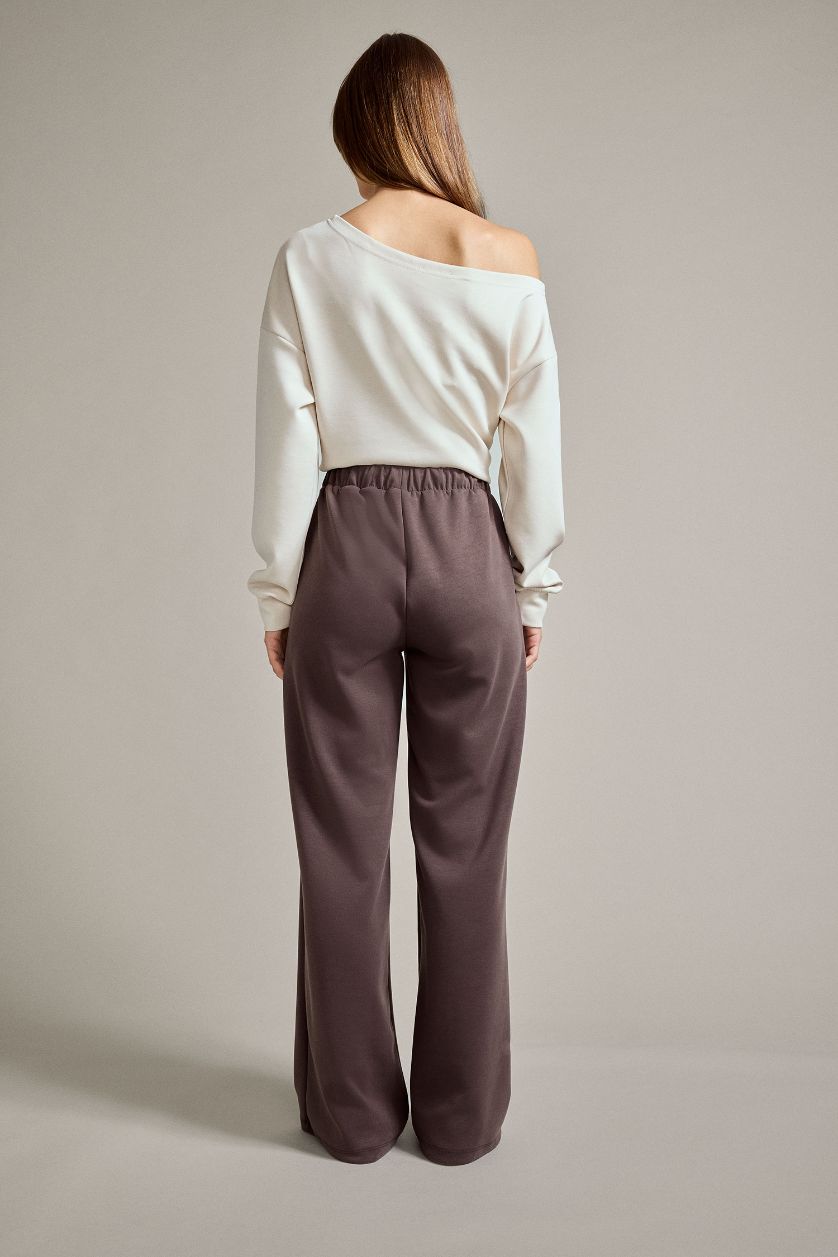 Kadın Kahve Relax Fit Normal Bel Düz Paça Modal Pantolon