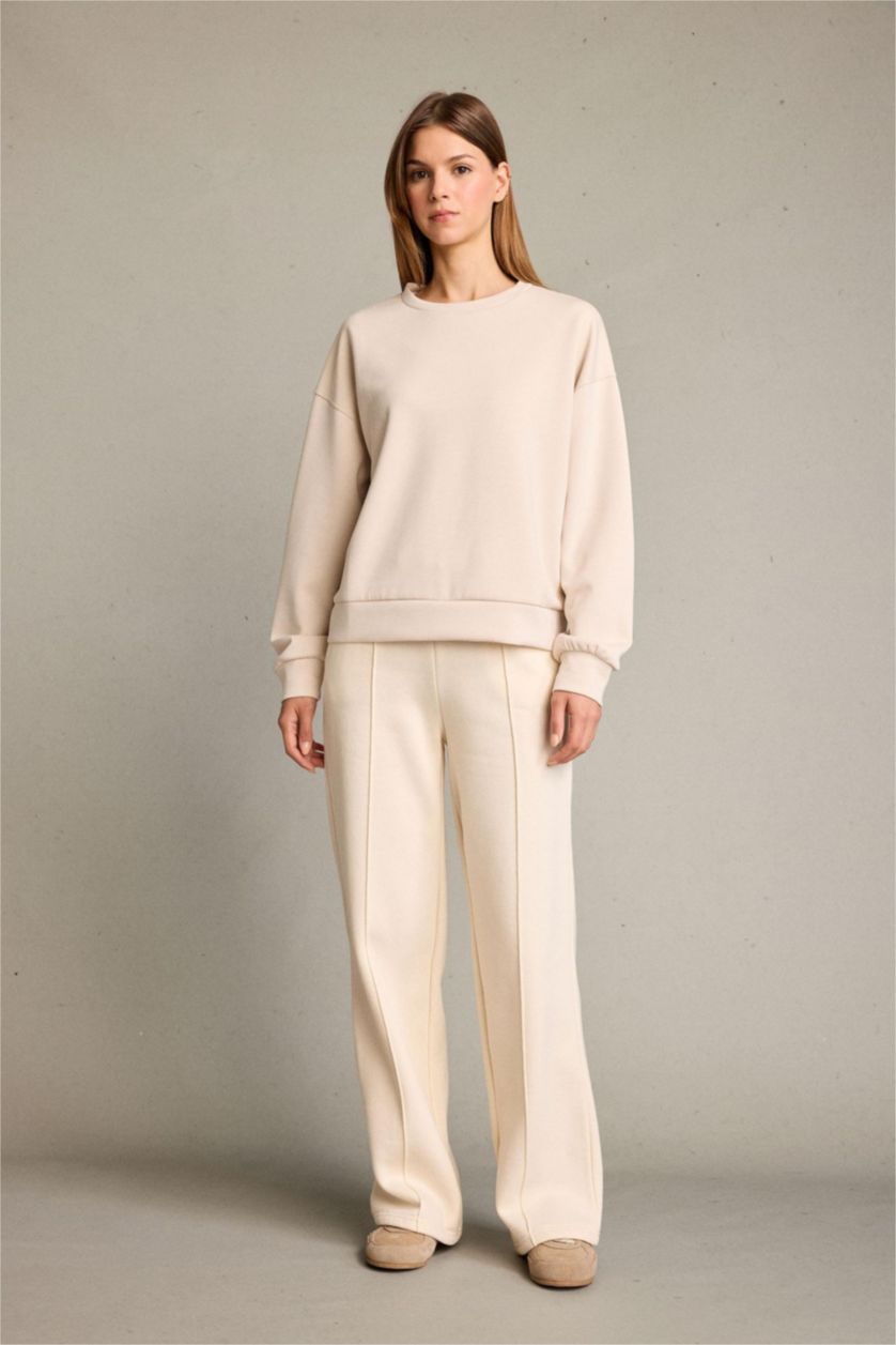 Женщины Слоновая кость Свитшот с круглым вырезом из модала для женщин